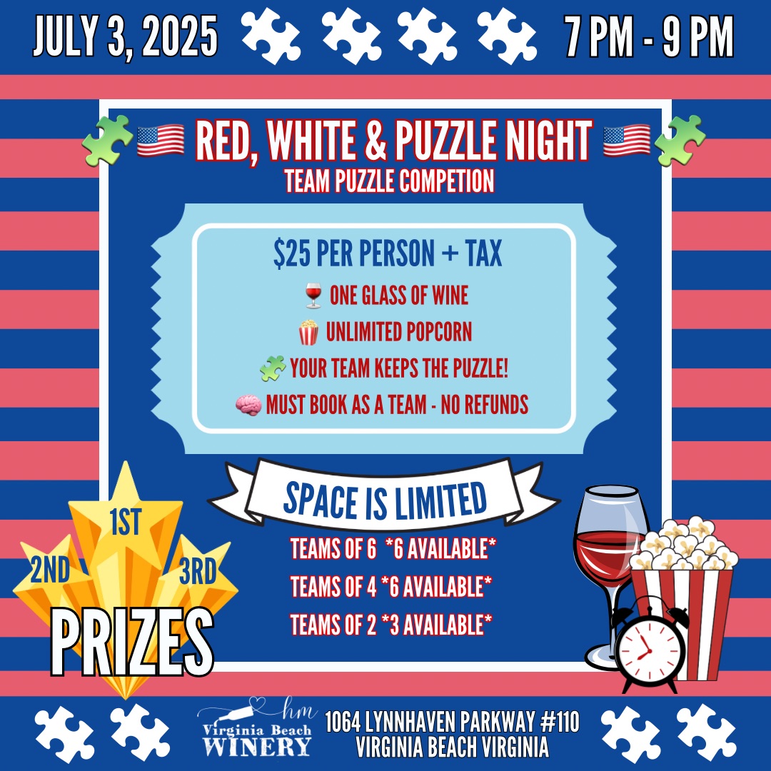 🇺🇸🧩Red, White & Puzzle Night🧩🇺🇸 - July 3, 2025