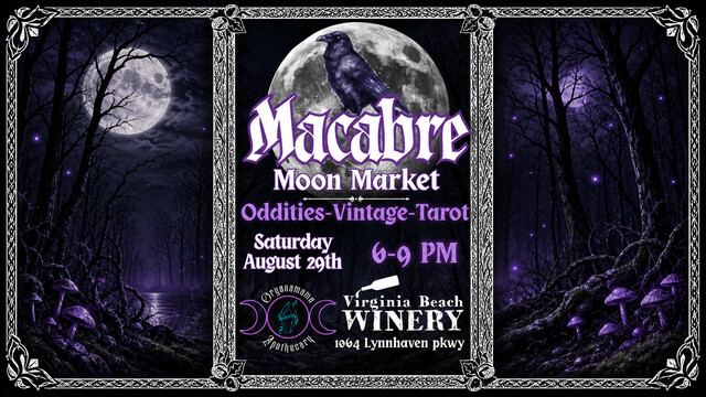 Macabre Moon Market poster with a raven and full moon