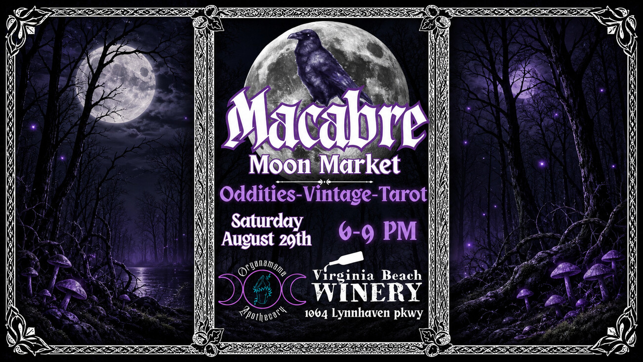 Macabre Moon Market poster with a raven and full moon